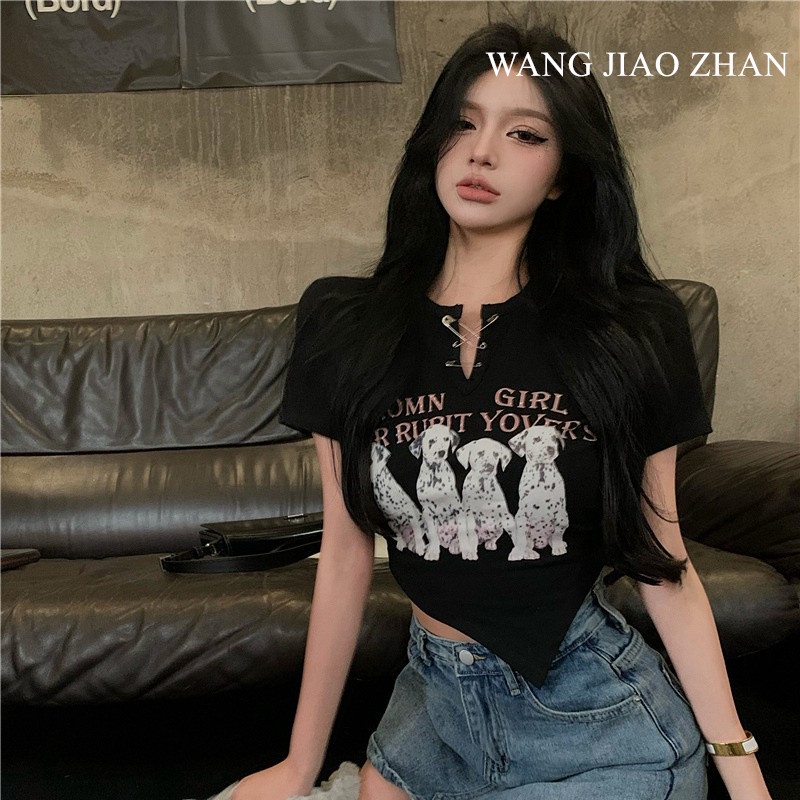 【WJZ】เสื้อยืดแขนสั้นพิมพ์ลายแฟชั่นผู้หญิง【9943】