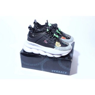 Versace Chain Reaction รองเท้าผ้าใบลําลอง พื้นหนา เสริมส้น พิมพ์ลายมัฟฟิน สไตล์คลาสสิก เรโทร สําหรับผู้ชาย ผู้หญิง เหมาะกับการเล่นกีฬา