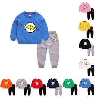 **ใหม่ ชุด** Autumn 8 Colors Kids Long Sleeve Cotton The Flash Cartoon Sweater+ Pants Set