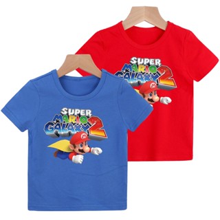 เสื้อยืดแขนสั้นพิมพ์ลาย Super Mario 8 สีสําหรับเด็ก