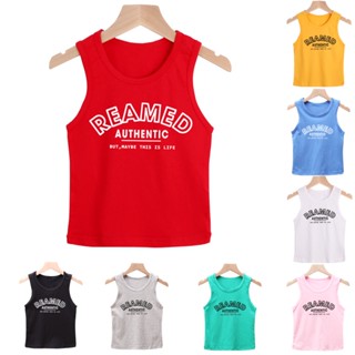 **Ready Stock ** 8 Colors Kids Cartoon Fashion Elastic Cotton Tank Top Sleeveless Singlet 90-140cm (Wholesale available)