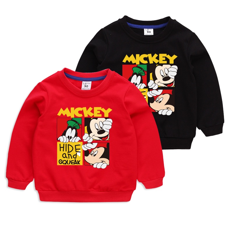 พร้อมส่ง 10 สี Mickey Mouse เสื้อกันหนาวเด็กผู้ชาย-ผู้หญิง แขนยาว 100% ฝ้ายบริสุทธิ์