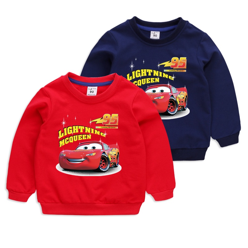 **พร้อมส่ง** เสื้อกันหนาว ผ้าฝ้าย แขนยาว ลายการ์ตูนรถ Lightning McQueen แฟชั่นฤดูใบไม้ร่วง สำหรับเด็ก 8 สี