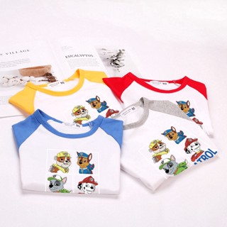 ** ร้อมส่ง **Paw Patrol เสื้อผ้าเด็ก 6 สีผ้าฝ้ายทารกเสื้อยืดแขนสั้นวังวังทีมการ์ตูนชั้นนำ