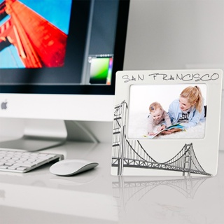 U-RO DECOR กรอบรูป เซรามิค พิมพ์ลาย  SAN FRANCISCO ขนาด 4x6" - สีขาว