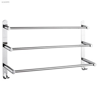 【Ready Stock】Stainless Steel Towel Rack Bathroom Towel Bar Rack Towel Sheves Rag Balcony Rack 1Set/2sets/Pack