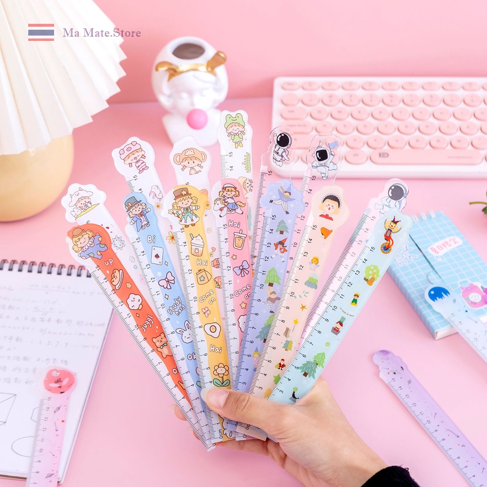 ไม้บรรทัดเล็กการ์ตูน 15ซม. ไม้บรรทัดขนาดพกพา (ราคา 6บาท!!) ไม้บรรทัดพลาสติก (คละแบบ)/RU-002