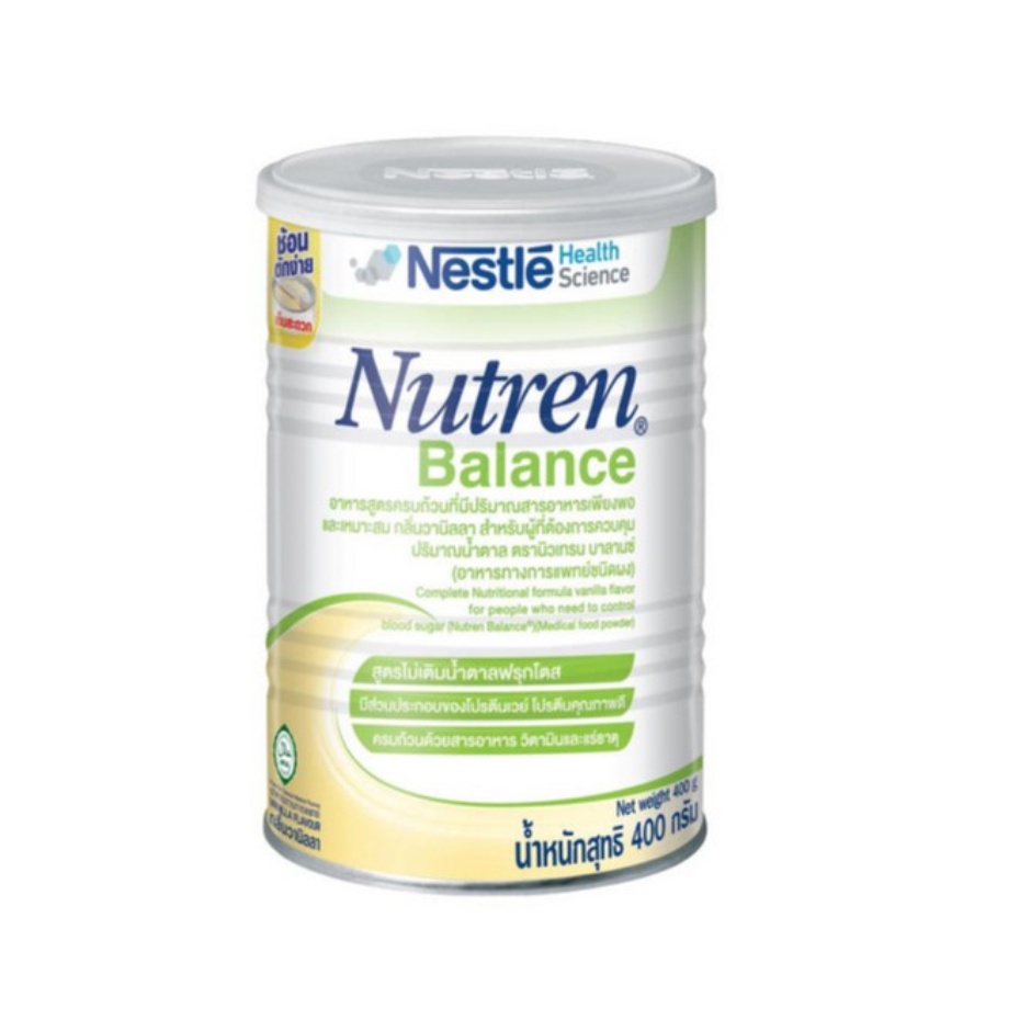 Nestle Nutren balance นิวเทรน บาลานซ์อาหารสูตรครบถ้วน ที่มีเวย์โปรตีน สำหรับผู้ต้องการควบคุมปริมาณน้ำตาล400g