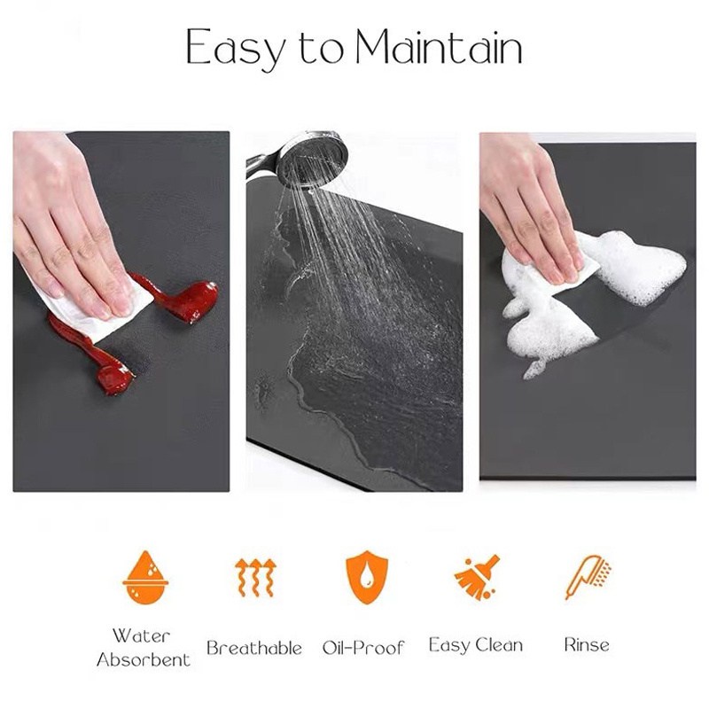 แผ่นเสื่อดูดซับน้ํา dry mat แผ่นรองจาน ที่้รองจาน แผ่นซับน้ำ แผ่นกาแฟ แบบแห้งเร็ว กันลื่น