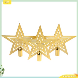 (shopeestore) Outdoor Home Decor Merry Christmas Ornaments Tree Topper Glitter Star Decoration