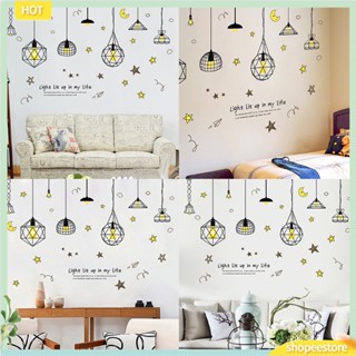 (shopeestore)  Modern Star Moon Wallpaper Background Baby Room Home Office Wall Sticker