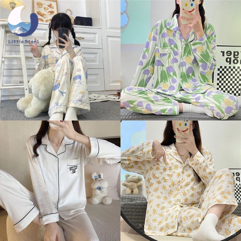 Pajamas 150 บาท ชุดนอนแขนยาว และกางเกงขายาว ลายการ์ตูนสุนัข แฟชั่นฤดูหนาว สไตล์เกาหลี สําหรับผู้หญิง Women’s pajamas【LittleStar1】 Women Clothes