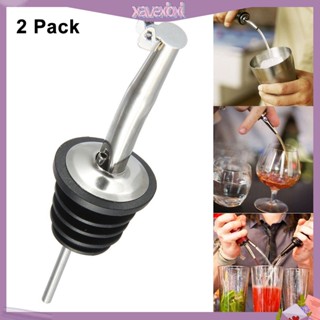 (xavexbxl) 2Pcs Stainless Whisky Liquor Wine Pourer Stopper Bottle Spout Dispenser with Cap