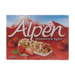 อัลเพนธัญพืชชนิดแท่งผสมสตรอเบอร์รี่กลิ่นโยเกิร์ต 145กรัม  /  Alpen Strawberry and Yoghurt Cereal Bars 145g.