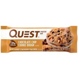 เควสโปรตีนบาร์ช็อกโกแลตชิพคุ้กกี้โด 60กรัม  /  Quest Protein Bar Chocolate Chip Cookie Dough 60g.