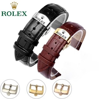 Rolex สายนาฬิกาข้อมือ สายหนังวัวแท้ 20 มม. สีดํา สําหรับ Yacht Dayton Nacellini Cowhide Watch