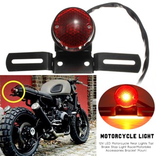 12V LED Motorcycle Tail Brake Stop Light Moto Rear Lights Taillight Bracket Mount Signal Lamp Universal Motor Bike Acces