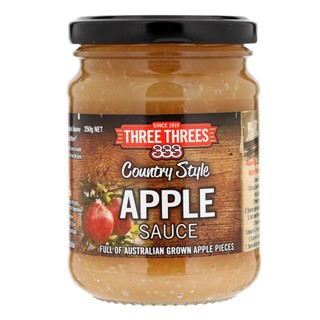 ทรีทรีส์คันทรีสไตล์แอปเปิ้ลซอสสำหรับราดอาหาร 250กรัม  /  Three Threes Country Style Apple Sauce 250g.