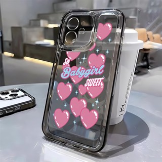 เคสโทรศัพท์มือถือใส แบบนิ่ม ลายหัวใจ ป้องกันเลนส์ สําหรับ iphone 14promax 11 12 13 7 8 Plus X XR XSMax