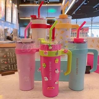 💞ขายใหญ่💞Costa ton cup ยักษ์ 1250ml เดสก์ท็อปความจุขนาดใหญ่ฉนวนกันความร้อนถ้วยฟางดื่มไม่จำกัดพลังงาน ins ลม Nordic