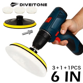 DIVEITONE 5ชิ้น/ชุด หัวจับกระดาษทรายกลม 6 นิ้ว ผ้าขัดสีรถยนต์ ผ้าขัดขนแกะ ผ้าขนแกะ ผ้าขนแกะขัดเงากลม