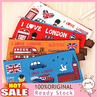 [B_398] Students Pencil Bag Pen Cartoon London Style Cosmetic Pouch Purse