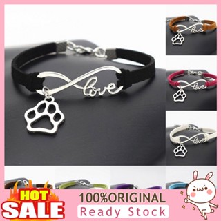 [B_398] Women Unisex Stylish Paw Pendant Love Faux Leather Handmade Bracelet