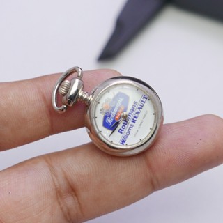 นาฬิกา Vintage มือสองญี่ปุ่น Pocket Watch นาฬิกาพกRothmons RacingระบบQUARTZทรงกลม กรอบเงิน หน้าขาว หน้าปัด 20มม