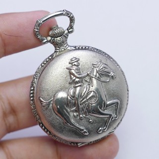 นาฬิกา Vintage มือสองญี่ปุ่น Pocket Watch นาฬิกาพกVITAROSOระบบQUARTZทรงกลม กรอบเงิน หน้าขาว หน้าปัด 40มม