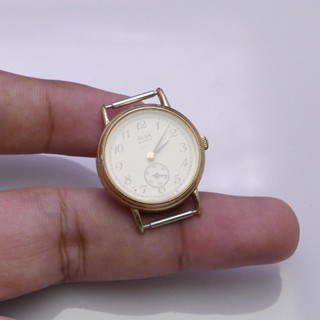 นาฬิกา Vintage มือสองญี่ปุ่น ALBA V252 0050  เข็มวินาทีแบบแยก ผู้หญิง ทรงกลม กรอบทอง หน้าปัด 25มม ใส่สายหนังก่อนส่ง