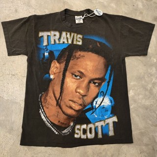 TRAVIS SCOTT เสื้อวง เสื้อทัวร์ ผ้าฝอกเฟด