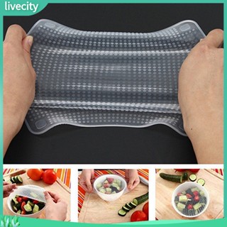 {livecity} Home Kitchen Tool Clear Square Reusable Silicone Food Wrapper Seal