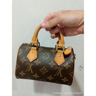 lv speedy nano monogram used bag like new 7"