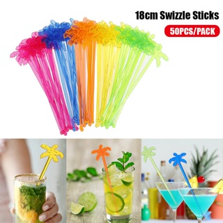 50ชิ้น18ซม. Swizzle Sticks ค็อกเทล Stirrers พลาสติกสำหรับบาร์พลาสติก Disposible Star Top คริสตัล Swizzle Sticks (Multico