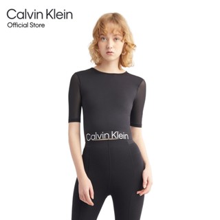 CALVIN KLEIN เสื้อครอปผู้หญิง ออกกำลังกาย ทรง Slim  รุ่น 4WS3K116 001 - สีดำ