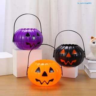 Calcium Scary Halloween Candy Bucket Detachable Pumpkin Kettle Box for Trick or Treat Spacious