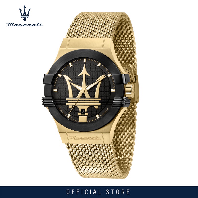 【2 Years Warranty】 Maserati Potenza 40mm Black Dial Men's Quartz นาฬิกาข้อมือ R8853108006 With Lumin