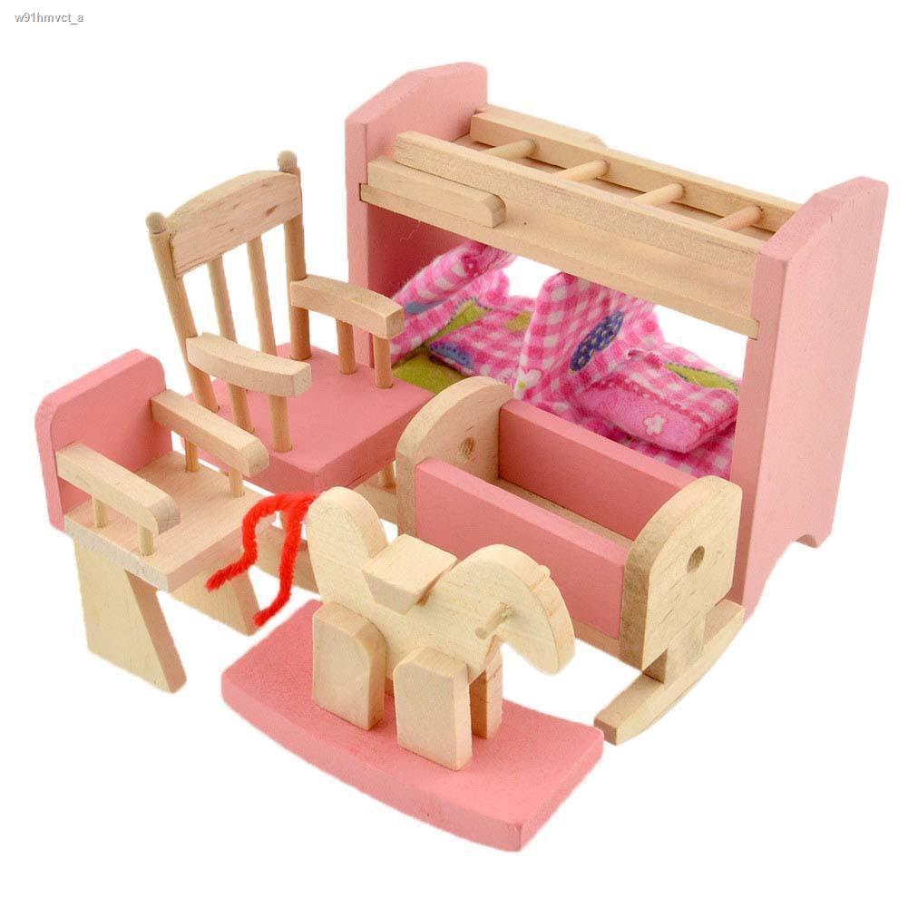 Doll House Furniture Wooden Set People Doll Toys For Kids Children Gift New