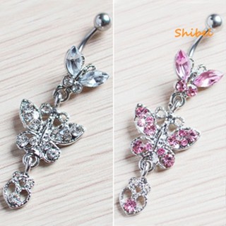 HOT_ แฟชั่น Rhinestone ห้อยสะดือแหวนยกน้ำหนัก