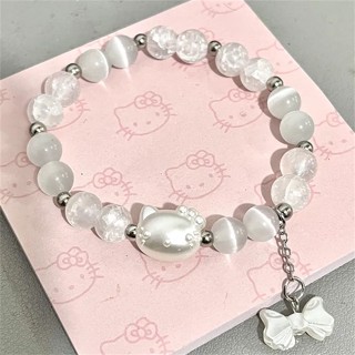 ◑♝Kt cat vibrato HelloKitty niche คู่สร้อยข้อมือ diy ทำด้วยมือลูกปัดของขวัญวันเกิดน่ารักสำหรับแฟน