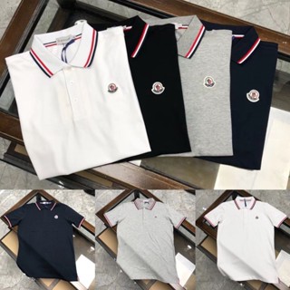 MONCLER เสื้อโปโลแขนสั้น คอปก สไตล์มองโกเลียน เรียบง่าย คุณภาพสูง เหมาะกับฤดูร้อน สําหรับผู้ชาย