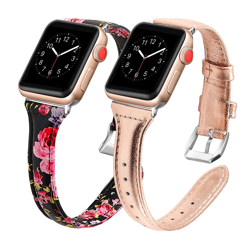 ✒✘♟Leather strap for Apple watch band 40mm 44mm 38mm 42mm Slim Genuine leather watchband bracelet Band iWatch Series 4 5