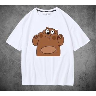 เสื้อยืด สะดวกสบาย ◎We Bare Bears อะนิเมะ Grizzly ใหม่แขนสั้นผู้ชายและผู้หญิงเสื้อยืดผ้าฝ้ายแขนสั้นน้ำ