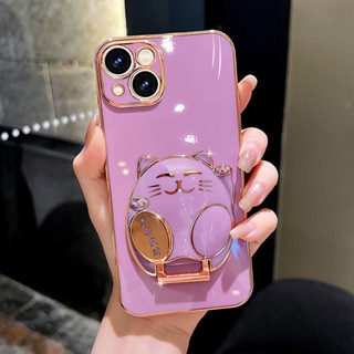 เคสโทรศัพท์ iPhone 11 11 Pro 11 Pro Max 12 12 Pro 12 Pro Max 13 13 Pro 13 Pro Max 14 14 Plus 14 Pro 14 Pro Max เคสโทรศัพท์ เคสโทรศัพท์พร้อมขาตั้งแมวกวัก Gong Xi Fa Cai