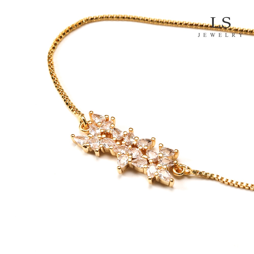jewelry สร้อยข้อมือทอง 18K สร้อยข้อมือแฟชั่น สร้อยข้อมือผู้หญิง เครื่องประดับที่เรียบง่าย ของขวัญวันหยุด bg2066