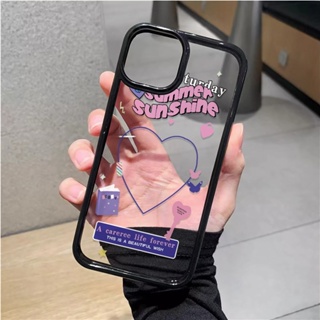 เคสโทรศัพท์มือถืออะคริลิคใส แบบแข็ง ลายหัวใจน่ารัก สําหรับ iphone 14promax 11 13 12 7Plus 8 X XS Max