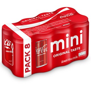 โค้กออริจินัล 180มล. แพค 8Coke Original 180ml. Pack 8