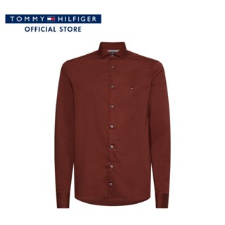 Tommy Hilfiger เสื้อเชิ้ตผู้ชาย รุ่น MW0MW28454 GPI - สีน้ำตาล