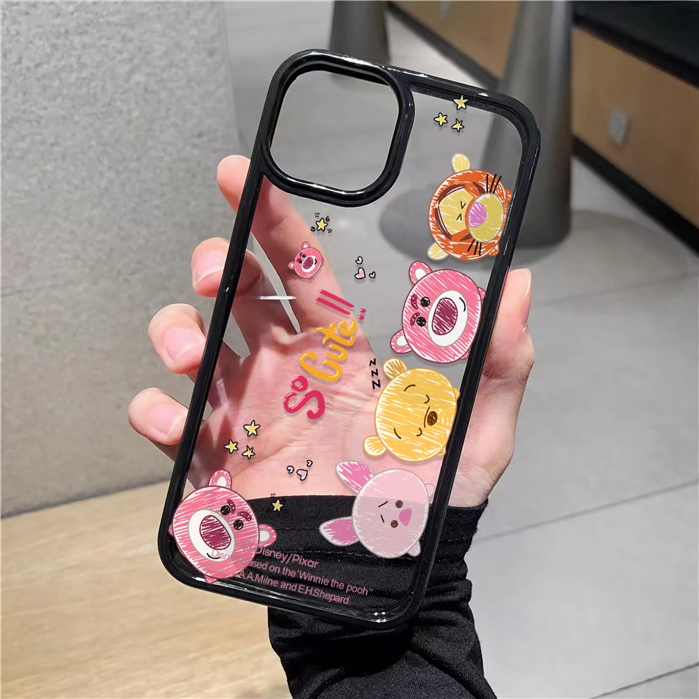 เคสโทรศัพท์มือถืออะคริลิคใส แบบแข็ง กันกระแทก ลายการ์ตูนหมีพูห์น่ารัก สําหรับ iphone 14 Pro Max 11 13 12 7 Plus 8 X XS Max