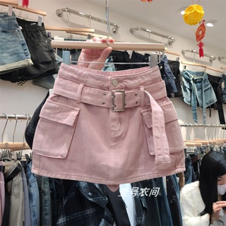 กระโปรงทรงเอเอวสูง 🍑 A-line skirt pocket design กระโปรงยีนส์ผู้หญิง กระเป๋าสะโพก เอวสูง กระโปรงบาง